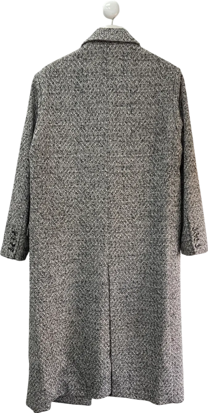 MANGO Black Dalmata Textured Coat UK S
