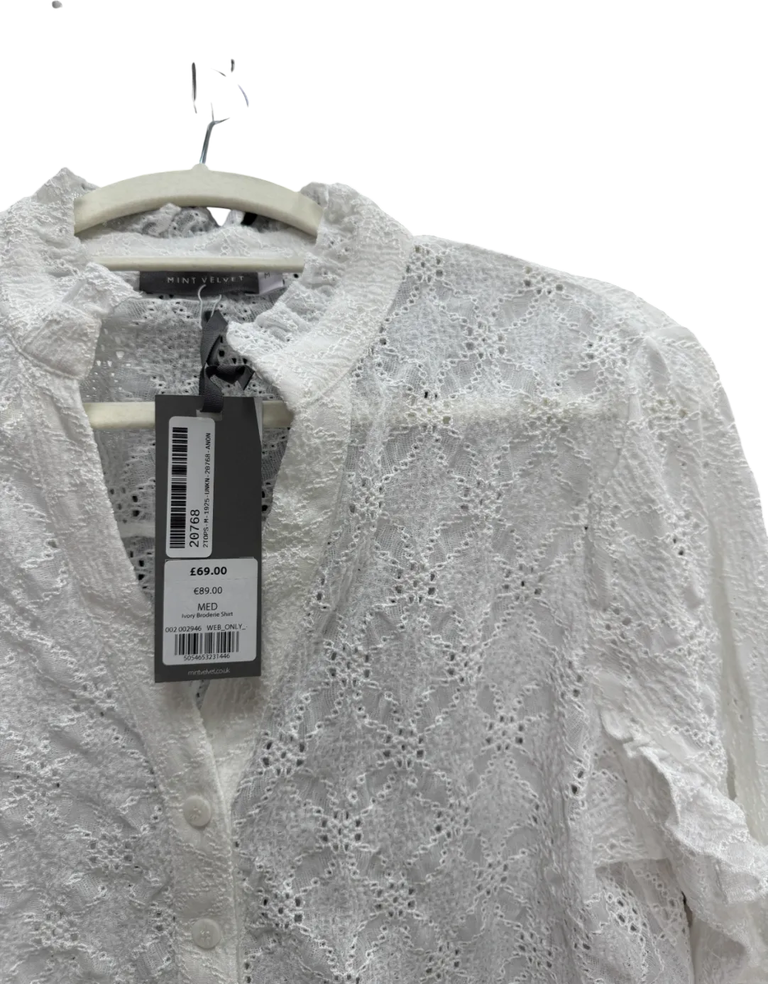 Mint Velvet Ivory White Broderie Shirt UK M