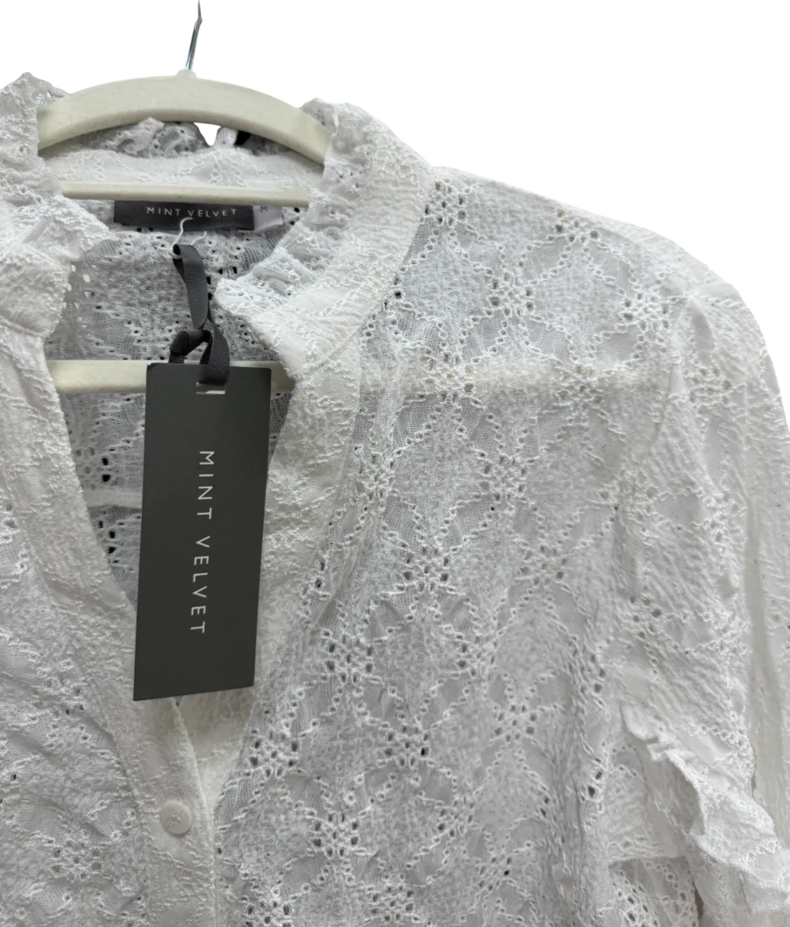 Mint Velvet Ivory White Broderie Shirt UK M