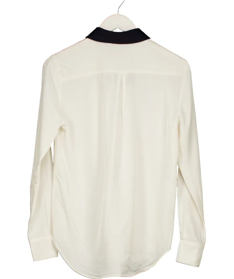 Serena Bute Ivory / Black Contrast Collar Shirt UK S