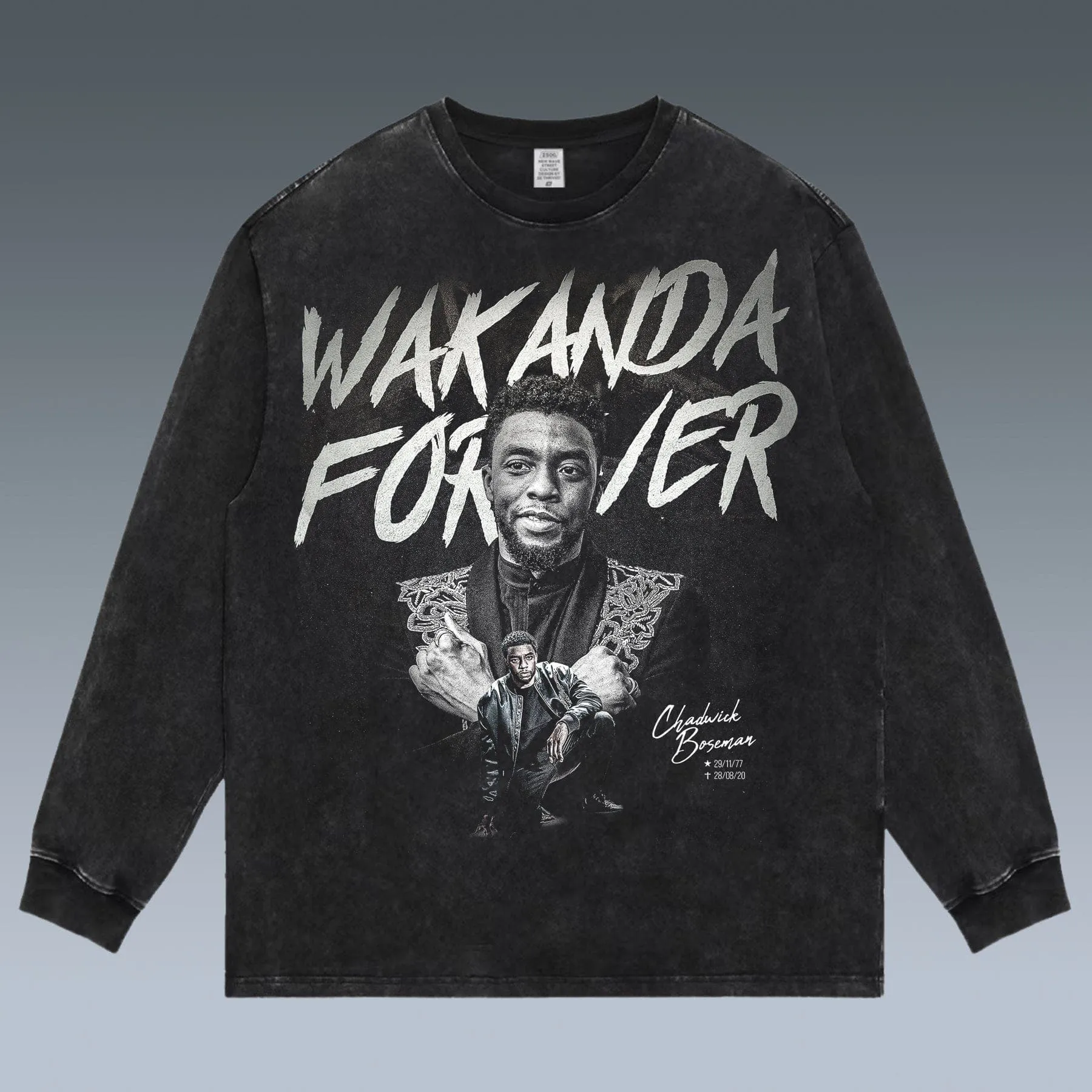 VINTAGE LONG SLEEVE TEE | WAKANDA FOREVER- BLACK PANTHER