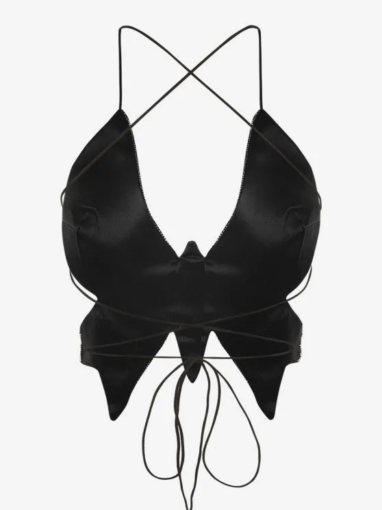 Y2K Rhinestone Butterfly Shaped Halter Top